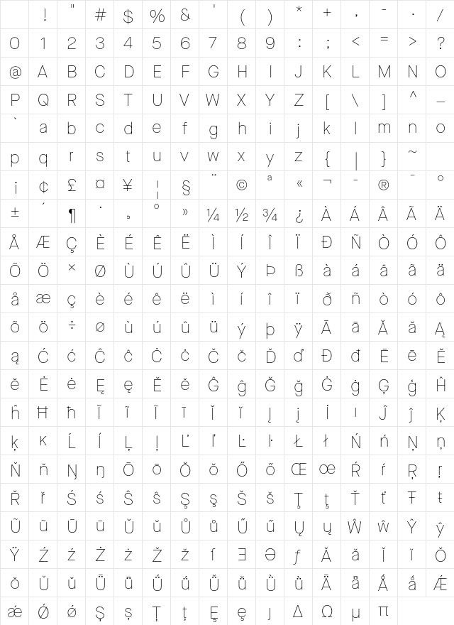 Maison Neue ExtraLight Bold Character Map Maison Neue ExtraLight Bold Character Map