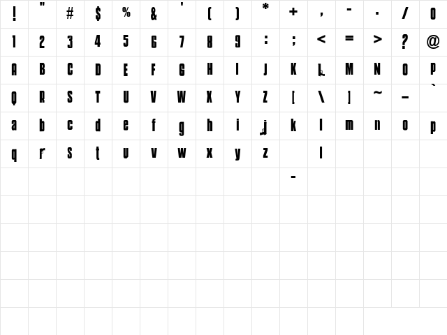 Mobsters Regular Character Map