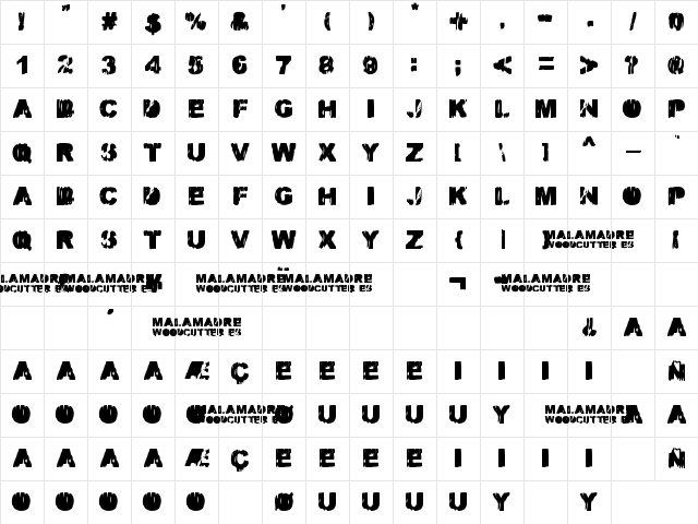 MALAMADRE Regular Character Map MALAMADRE Regular Character Map