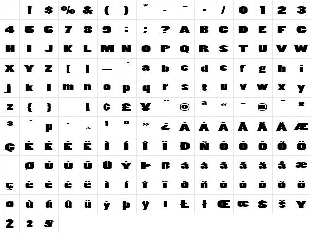 ManCalled68 Regular Character Map