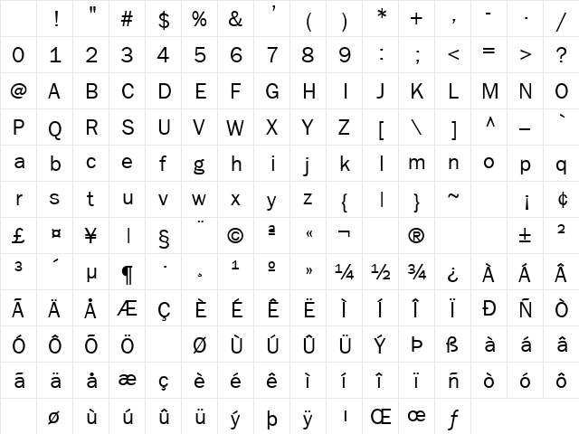Moby Dick 12 Regular Character Map Moby Dick 12 Regular Character Map