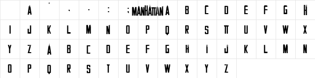 MANHATTAN Regular Character Map MANHATTAN Regular Character Map