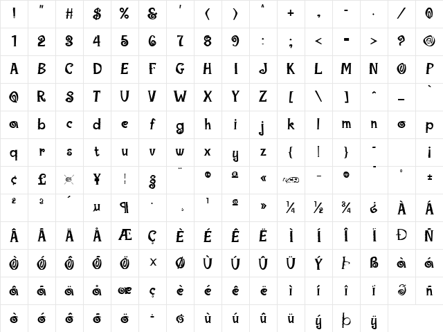 Maraca Extrabold Regular Character Map Maraca Extrabold Regular Character Map