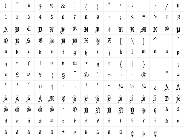 MariageD Regular Character Map MariageD Regular Character Map
