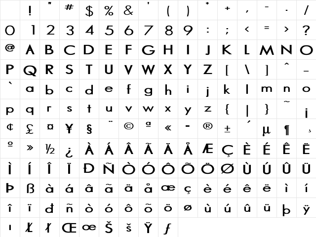 Marina Bold Character Map Marina Bold Character Map