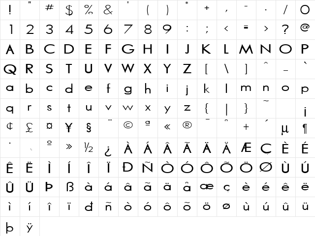 Marina Normal Character Map