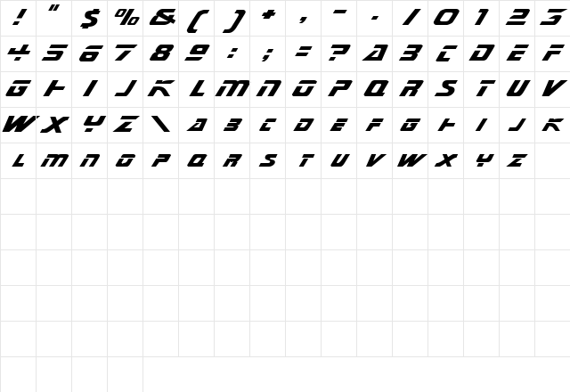 MarinerExtended Regular Character Map