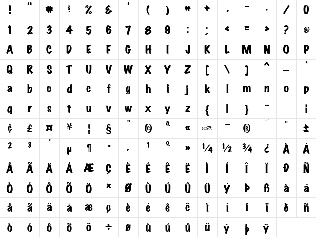 MarkingPenHeavy normal Character Map