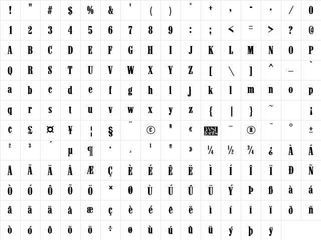 Marlboro Regular Character Map Marlboro Regular Character Map