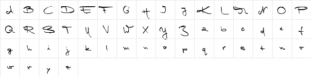 Marleen Script reduced Medium Character Map