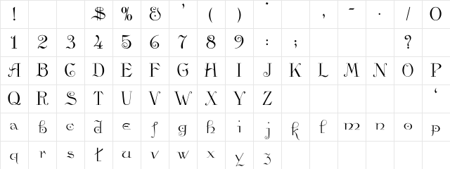 Marquis Regular Character Map