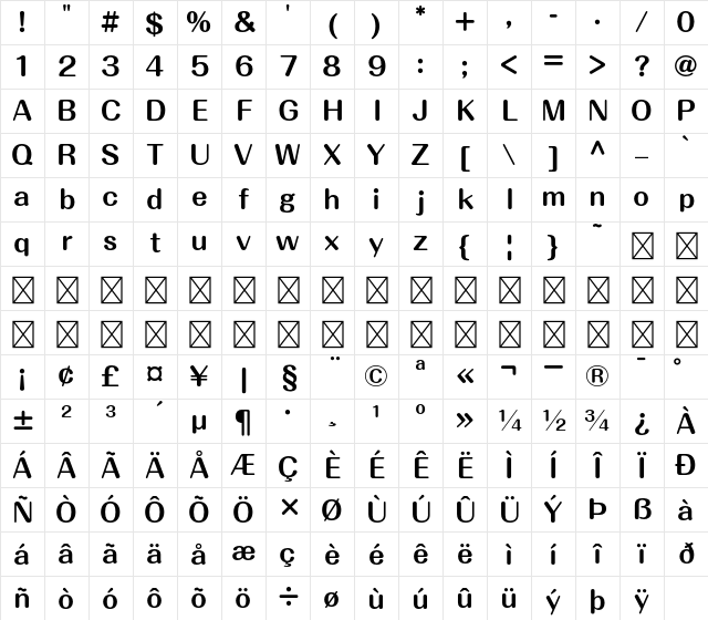 A-OTF Maru Folk Pro B Character Map