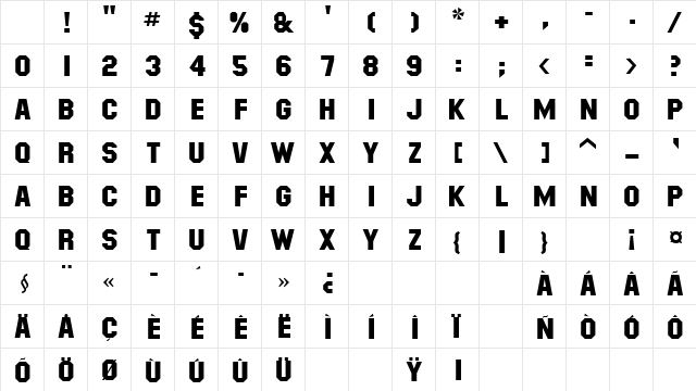 Masheen Bold Character Map Masheen Bold Character Map
