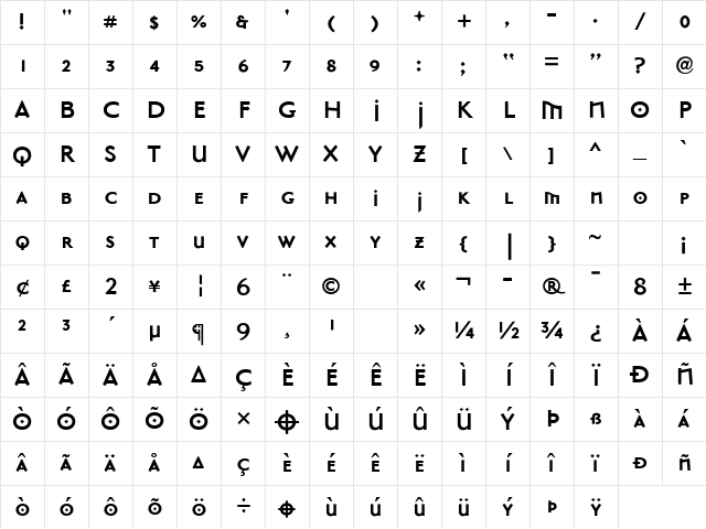 MasonSans Bold Character Map