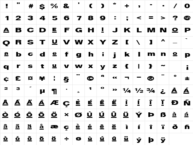 MasterMind18 Regular Character Map