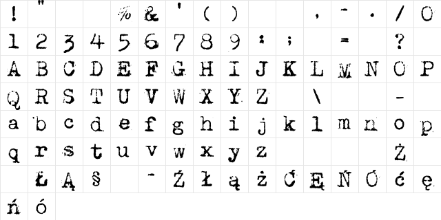MaszynaAEG Regular Character Map MaszynaAEG Regular Character Map