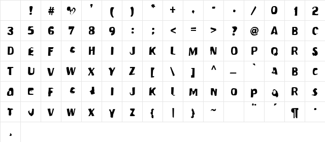 Modern Conformist Regular Character Map