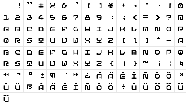 Matematica Regular Character Map