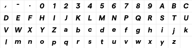 Matter SQ TRIAL Bold Italic Character Map