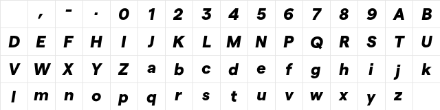 Matter SQ TRIAL Heavy Italic Character Map Matter SQ TRIAL Heavy Italic Character Map