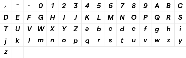 Matter TRIAL SemiBold Italic Character Map