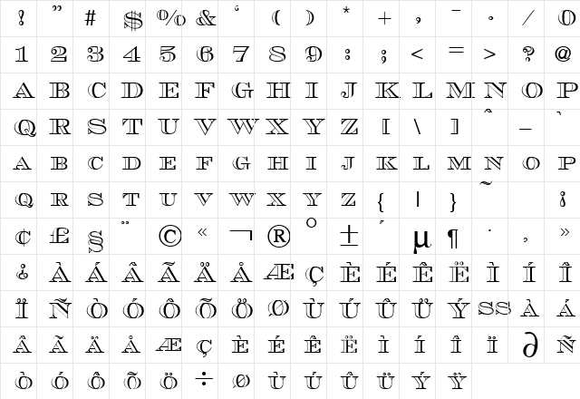 MauriceOutline Regular Character Map