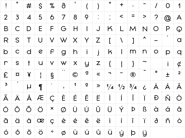 Mayeka Regular Demo Regular Character Map