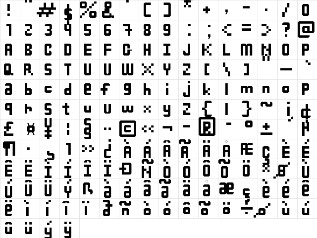 Modern Font Regular Character Map