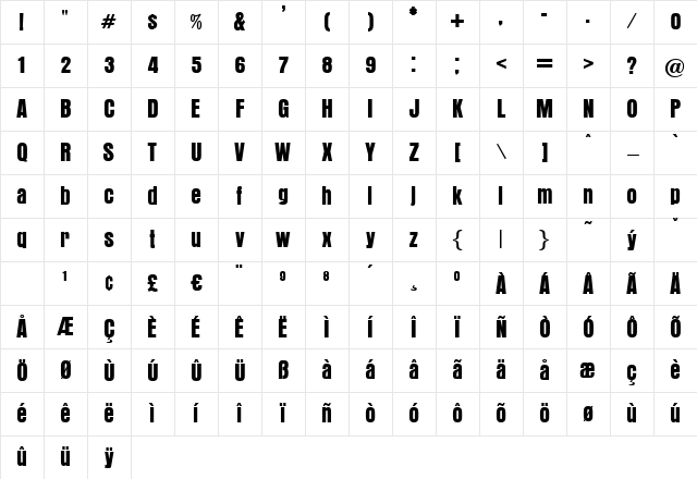 Auckland Regular Character Map Auckland Regular Character Map