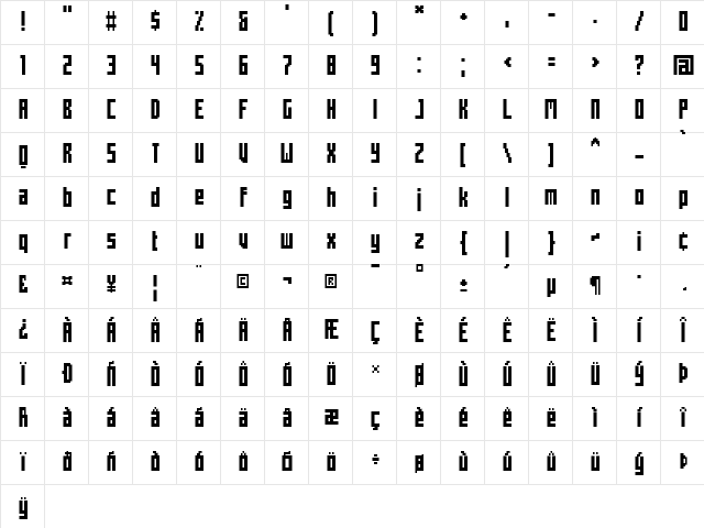 Mecha Condensed Bold Character Map
