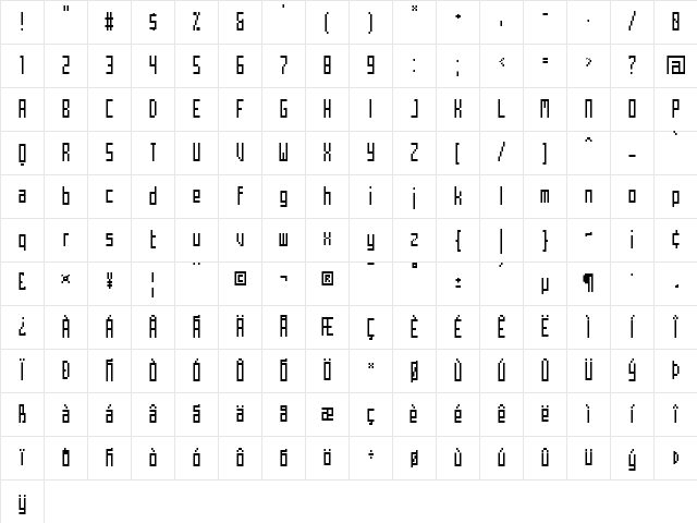 Mecha Condensed Regular Character Map