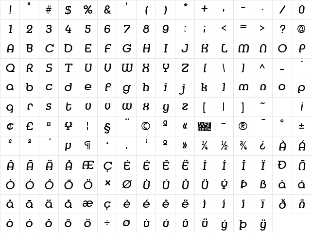 Medfly Bold Character Map Medfly Bold Character Map