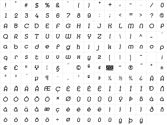 Medfly Regular Character Map