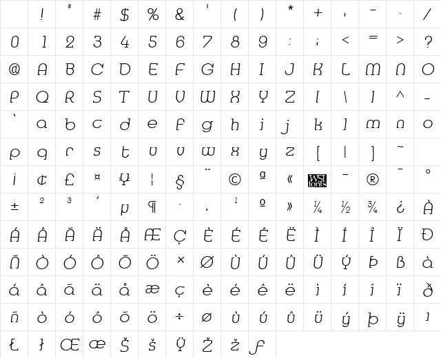 MedflyLight Regular Character Map MedflyLight Regular Character Map