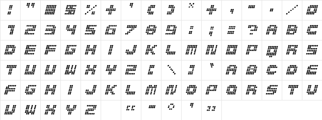 MedLed Italic Character Map