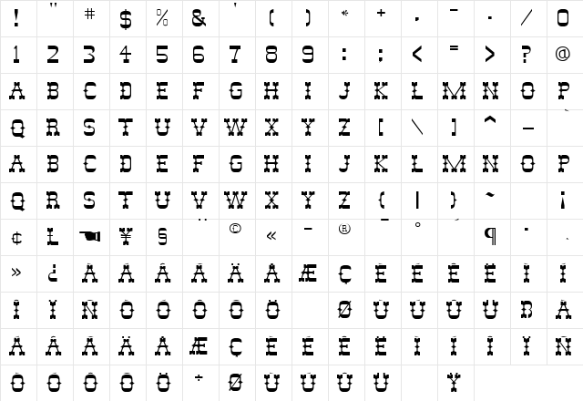 ABANAN Regular Character Map