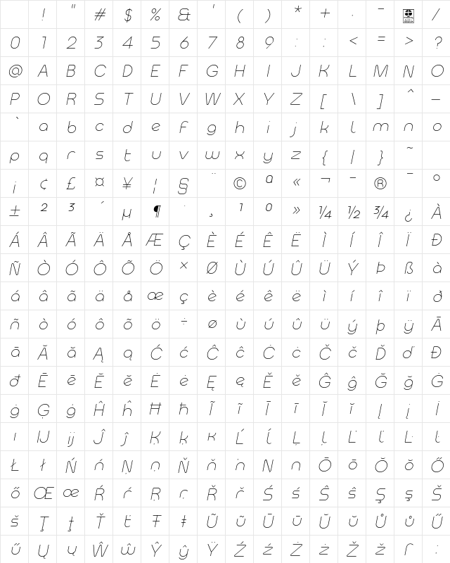 Meltix Light Italic Demo Regular Character Map Meltix Light Italic Demo Regular Character Map