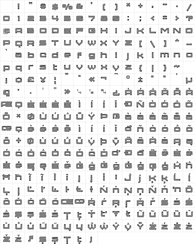 Membra Regular Character Map Membra Regular Character Map