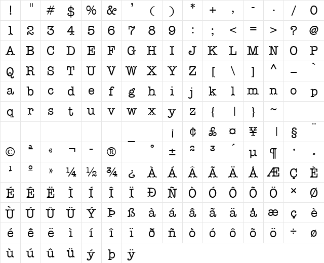 Memo Normal Character Map Memo Normal Character Map