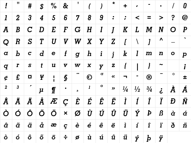 Memphis LT Std Bold Italic Character Map Memphis LT Std Bold Italic Character Map