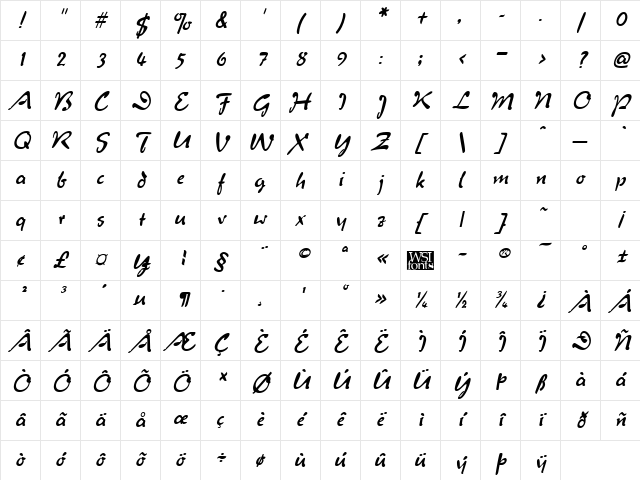Menthol Italic Character Map Menthol Italic Character Map