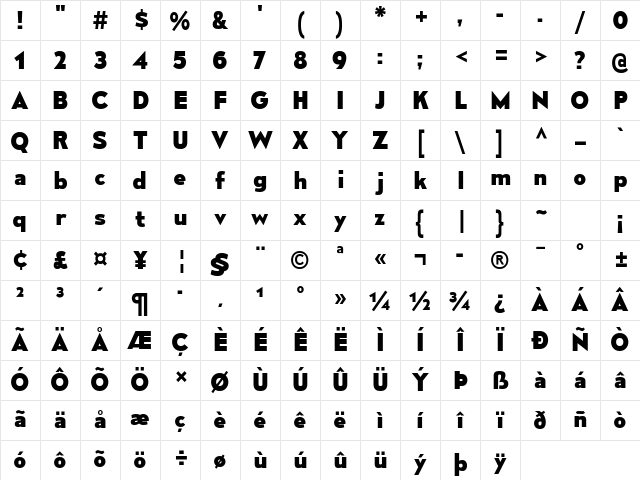 Mesmerize ExtraBold Character Map