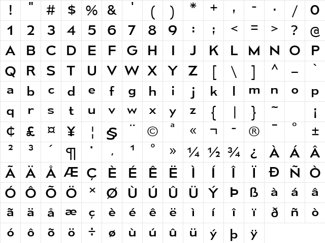 Mesmerize SemiExpanded Character Map
