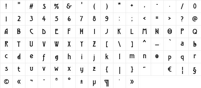 Modernist Two Regular Character Map Modernist Two Regular Character Map