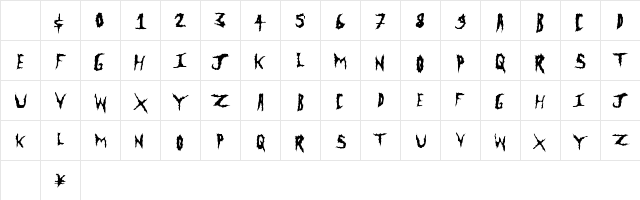 MetalClash Regular Character Map MetalClash Regular Character Map