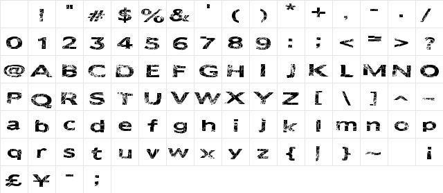 MetalCrime Regular Character Map MetalCrime Regular Character Map