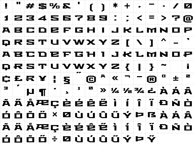 Metro Regular Character Map