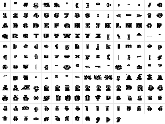 Metro College Extra-expanded Bold Character Map Metro College Extra-expanded Bold Character Map