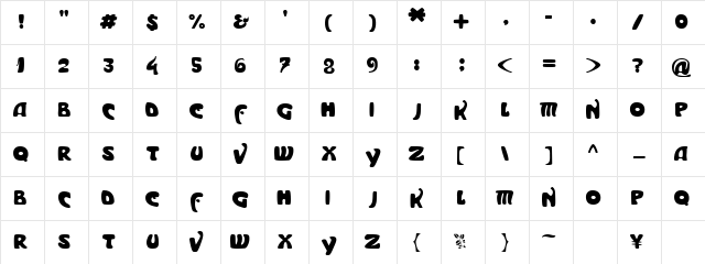 Moderno Regular Character Map