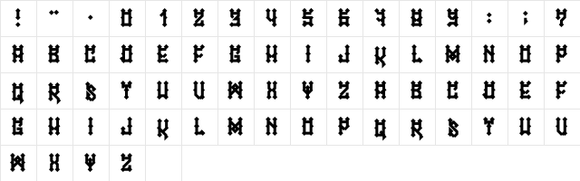 Mexica Gothic Character Map